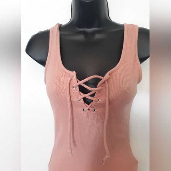 Ambiance pink lace up bodysuit - Picture 3 of 5